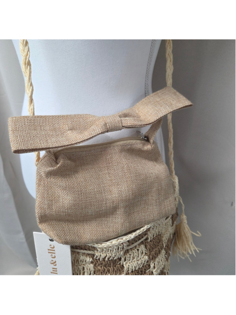 Lu and Elle Woven Shoulder Bag Boho-Chic Coastal Grandmother Cottagecore Organic - Picture 4 of 5